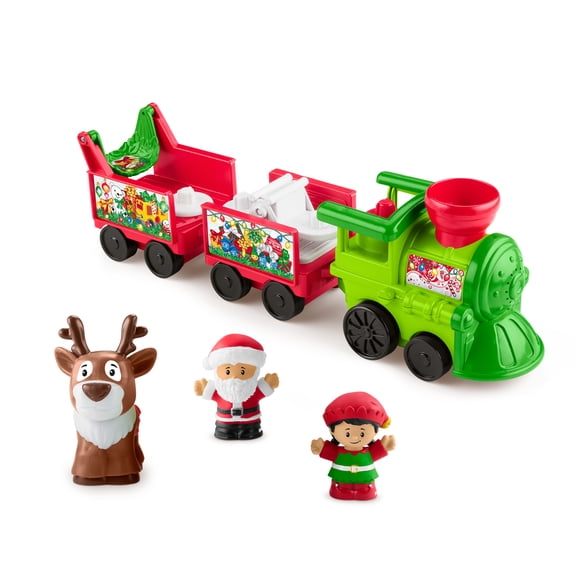 Fisher-Price Little People Musical Christmas Train Toddler Toy with Santa Elf & Reindeer Figures