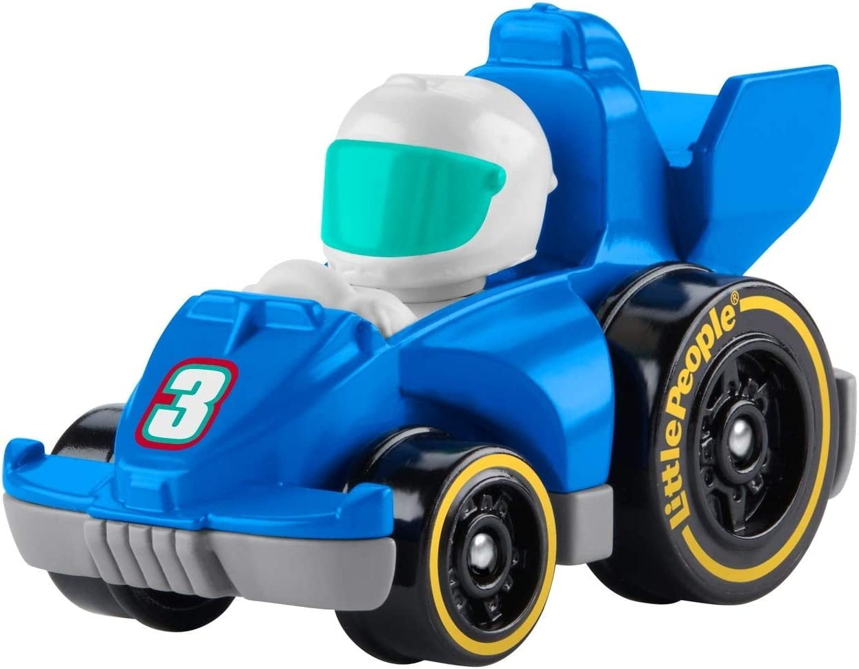 Fisher-Price Little People Wheelies Race Car - GMJ21 ~ Blue #3 Grand Prix Racer