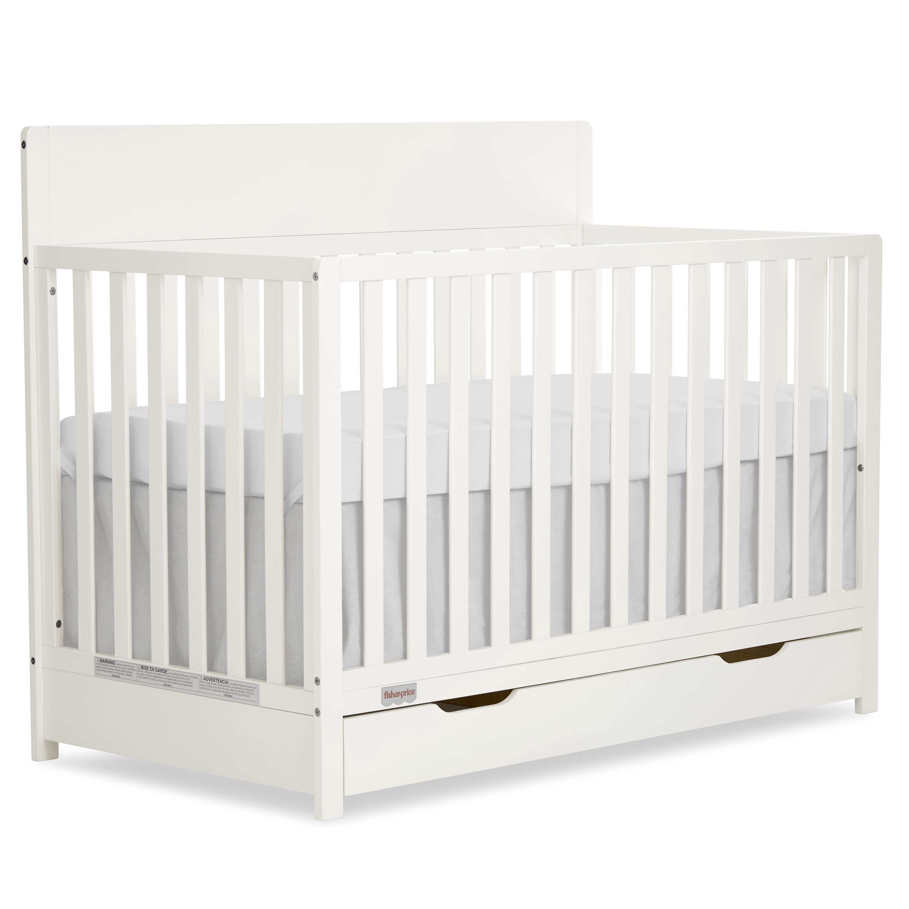 Fisher-Price Meadowbrook 4-in-1 Convertible Baby Crib with Drawer by Dream On Me, Cannoli Cream