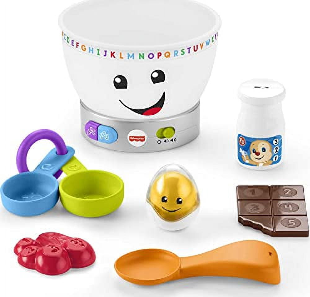 FisherPrice Mixing Bowl Learning Toy with Pretend Food, Lights and