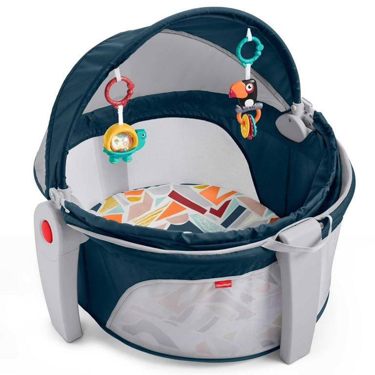 Fisher-Price On-the-Go Baby Dome Portable Bassinet & Play Space with 2  Toys, Multicolor 