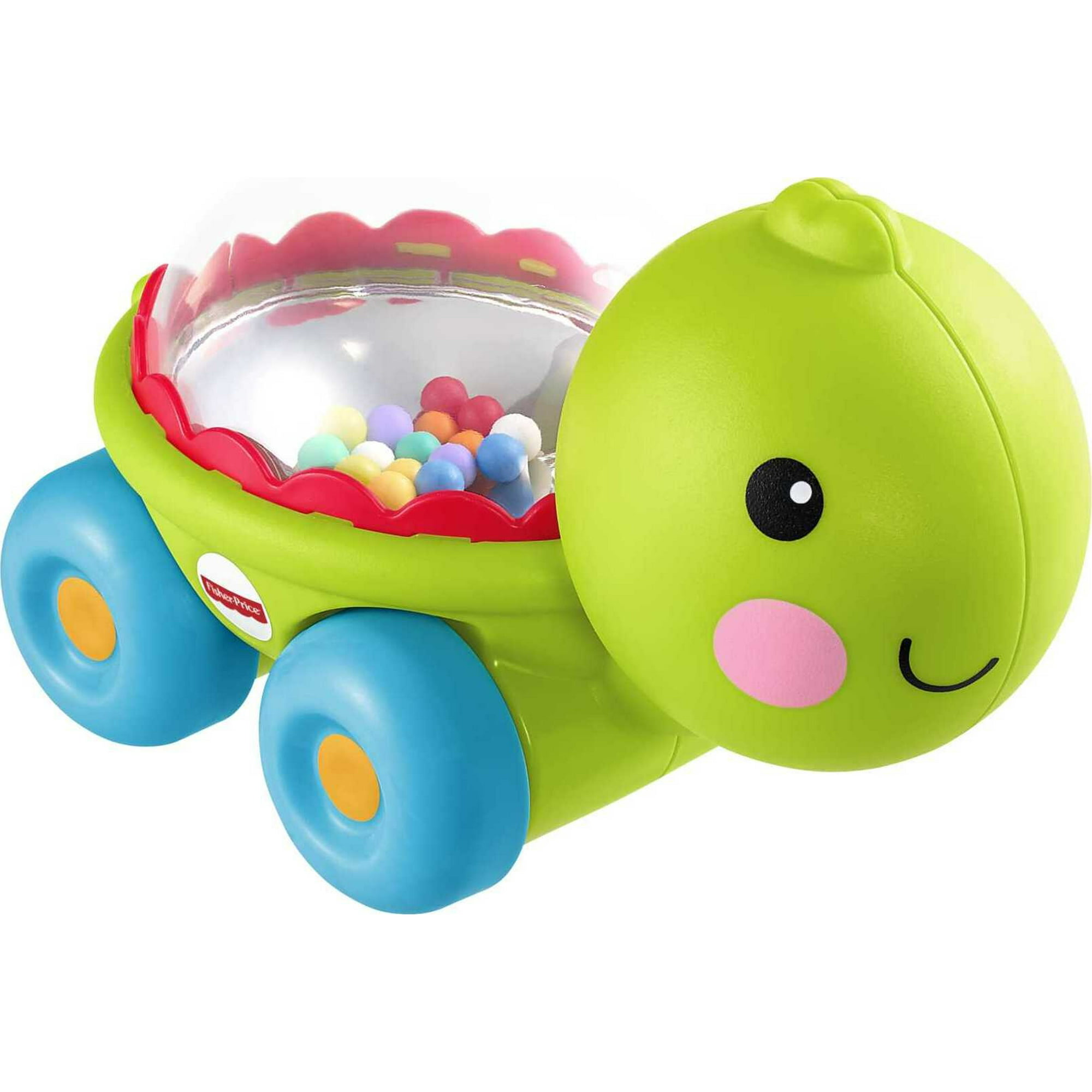 Fisher-Price Poppity Pop Turtle Push-Along Vehicle with Sounds for Infant Crawling Play