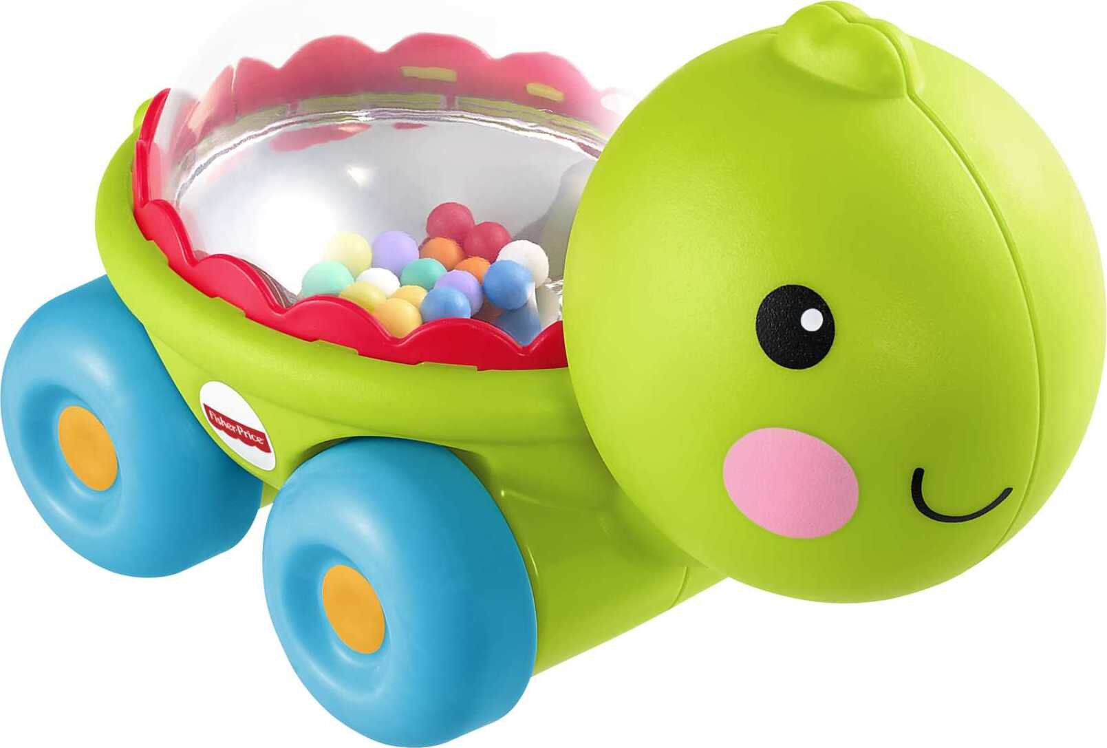 Fisher-Price Poppity Pop Turtle Push-Along Vehicle with Sounds for Infant Crawling Play - image 1 of 6