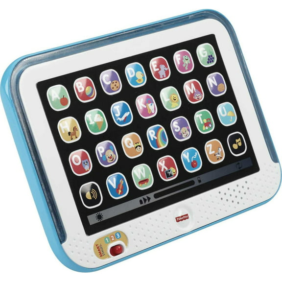 Fisher-Price Pretend Tablet Learning Toy with Lights and Music, Baby and Toddler Toy, Blue