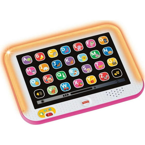 Fisher-Price Pretend Tablet Learning Toy with Lights and Music, Baby and Toddler Toy, Pink