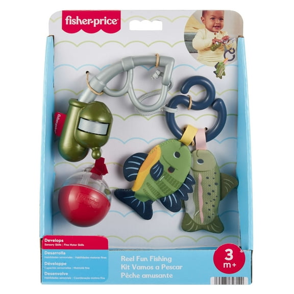 Fisher-Price Mini Me Moments Reel Fun Fishing Gift Set, 4 Baby Toys for Newborn Sensory Play