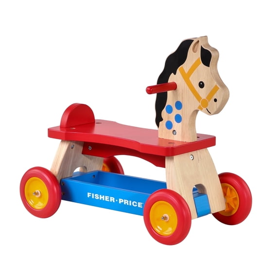 Dynacraft Retro Wooden Pony Ride-On Toy, Under-Seat Storage, Ages 18 Months to 3 Years, 1 Count