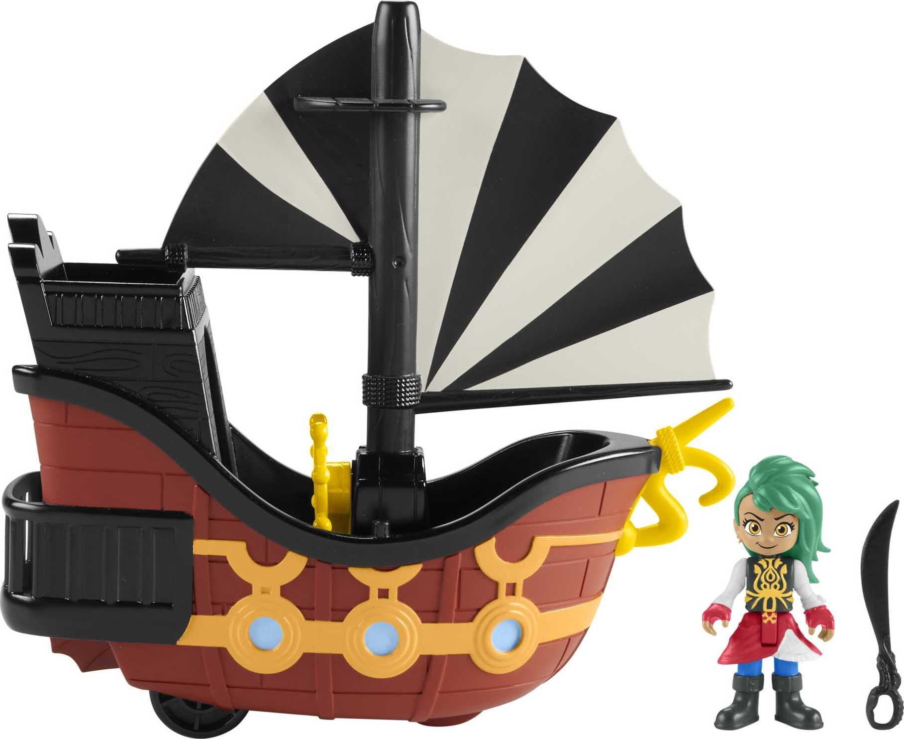 Fisher-Price Santiago of the Seas Bonnie Bones Figure \u0026 El Calamar Pirate Ship Set, 3 Pieces