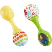 Fisher-Price Baby Rattle ‘n Rock Maracas Toys, Set of 2 for Infants 3+ Months, Green & Yellow