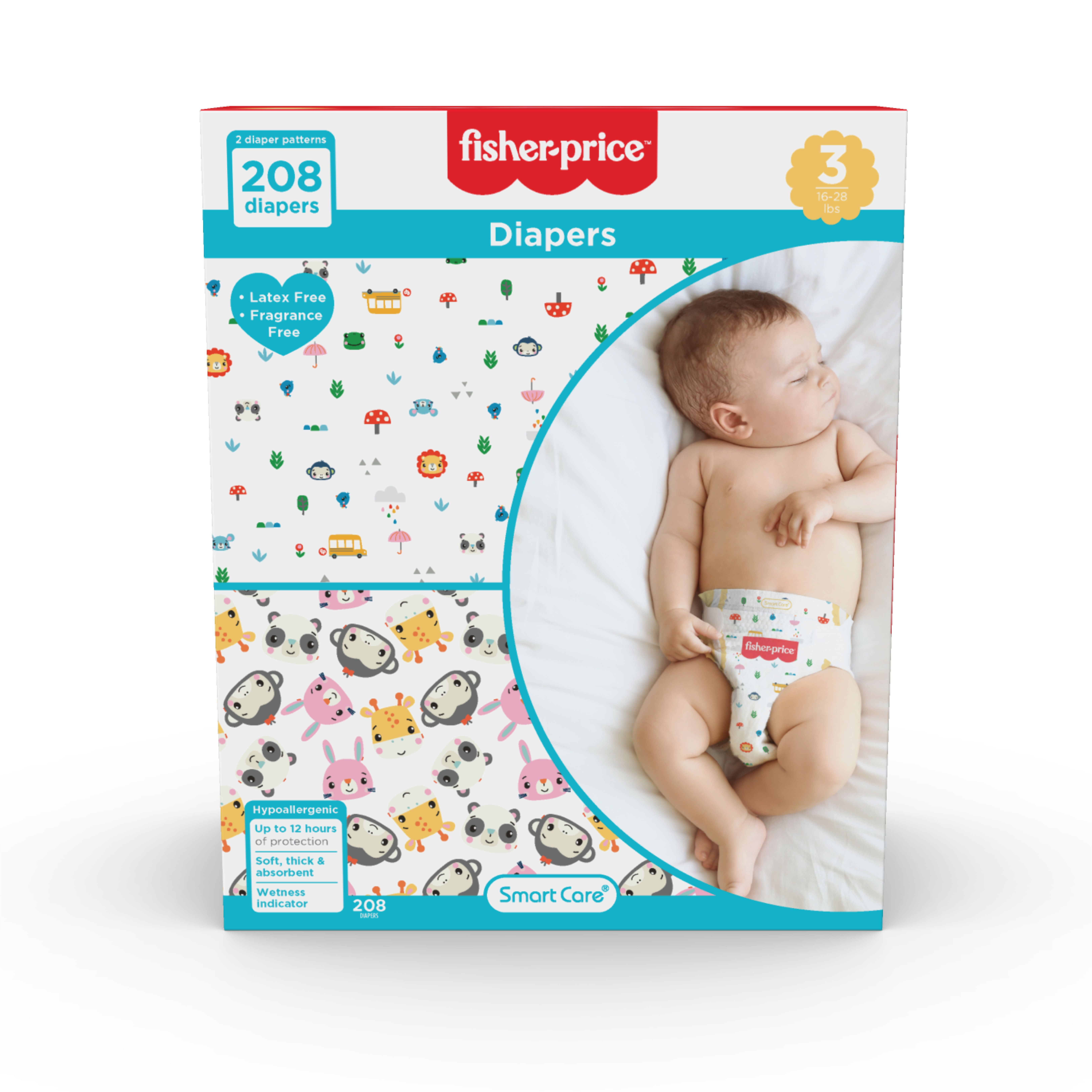 Fisher-Price Size Diapers for Infants, 208 Ct