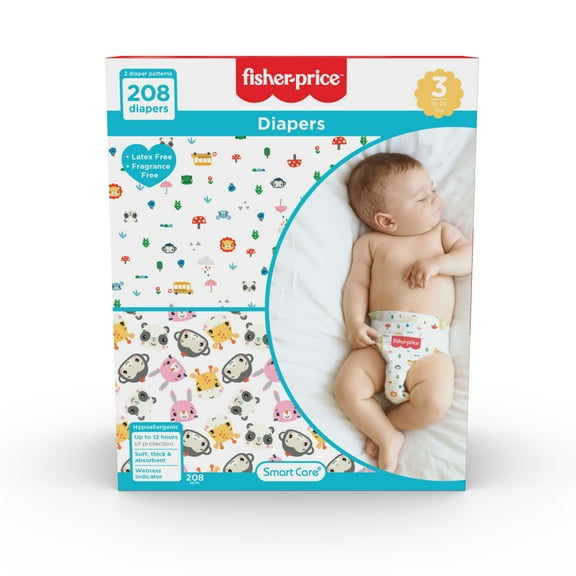 Fisher-Price Size 3 Diapers for Infants, 208 Ct