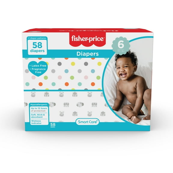 Fisher-Price Size 6 Diapers for Infants, 58 Ct