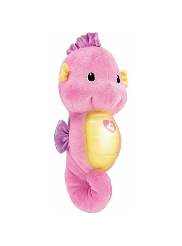 Fisher-Price Soothe & Glow Seahorse, Musical Plush Toy & Sound Machine for Baby with Lights, Pink