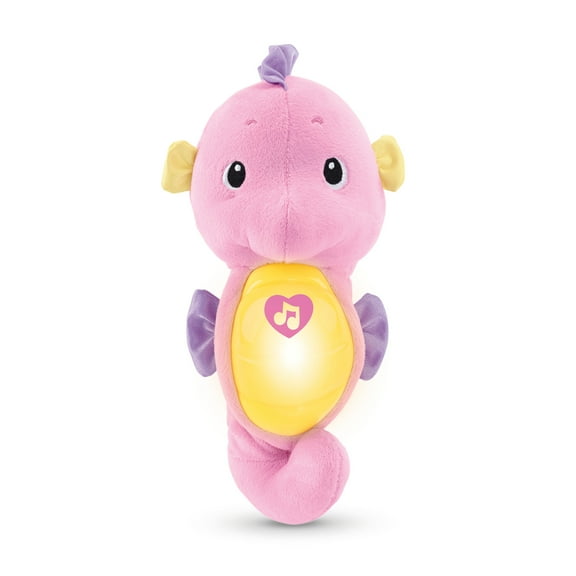 Fisher-Price Soothe & Glow Seahorse, Musical Plush Toy & Sound Machine for Baby with Lights, Pink