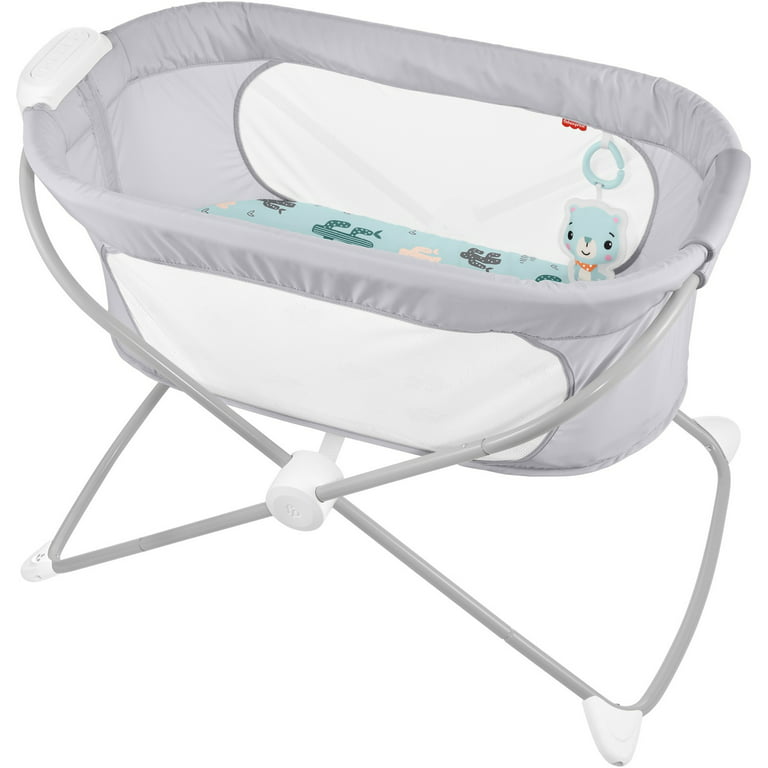 Fisher-Price Soothing View Vibe Bassinet Baby Crib Music & Vibrations, Cool Cactus&nbsp; - Walmart.com