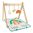 thumbnail interactive-video image 1 of Fisher-Price Wooden Activity Gym, Wood Frame with 3 Sensory Toys & Mat for Newborn Babies, 1 of 9