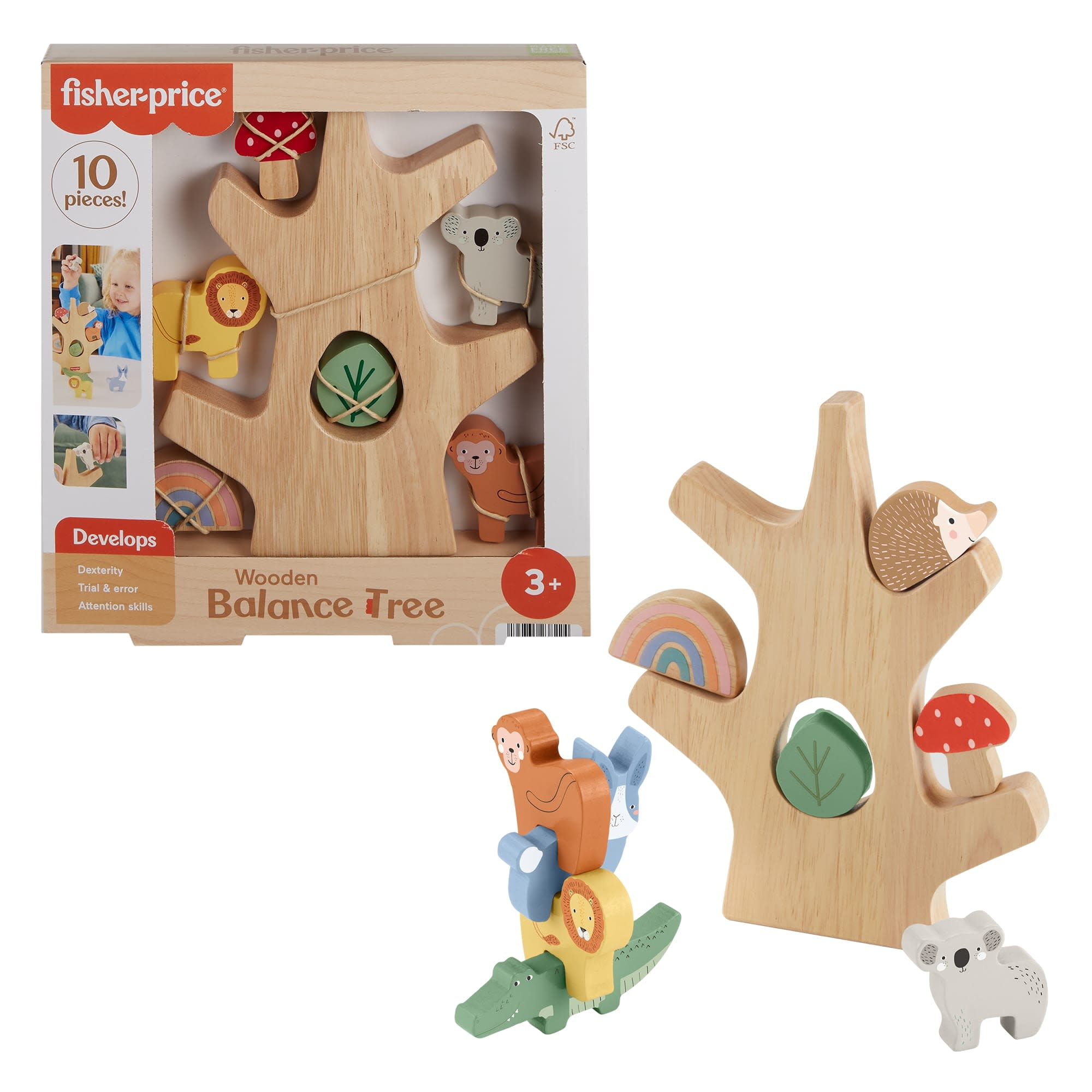 Fisher-Price Wooden Balance Tree Stacking Toy for Toddler