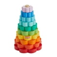 thumbnail interactive-video image 1 of Fisher-Price Wooden Rainbow Ring Stacking Toy, Fine Motor Skills for Toddlers 18 month, 26 Wood Pieces, 1 of 8