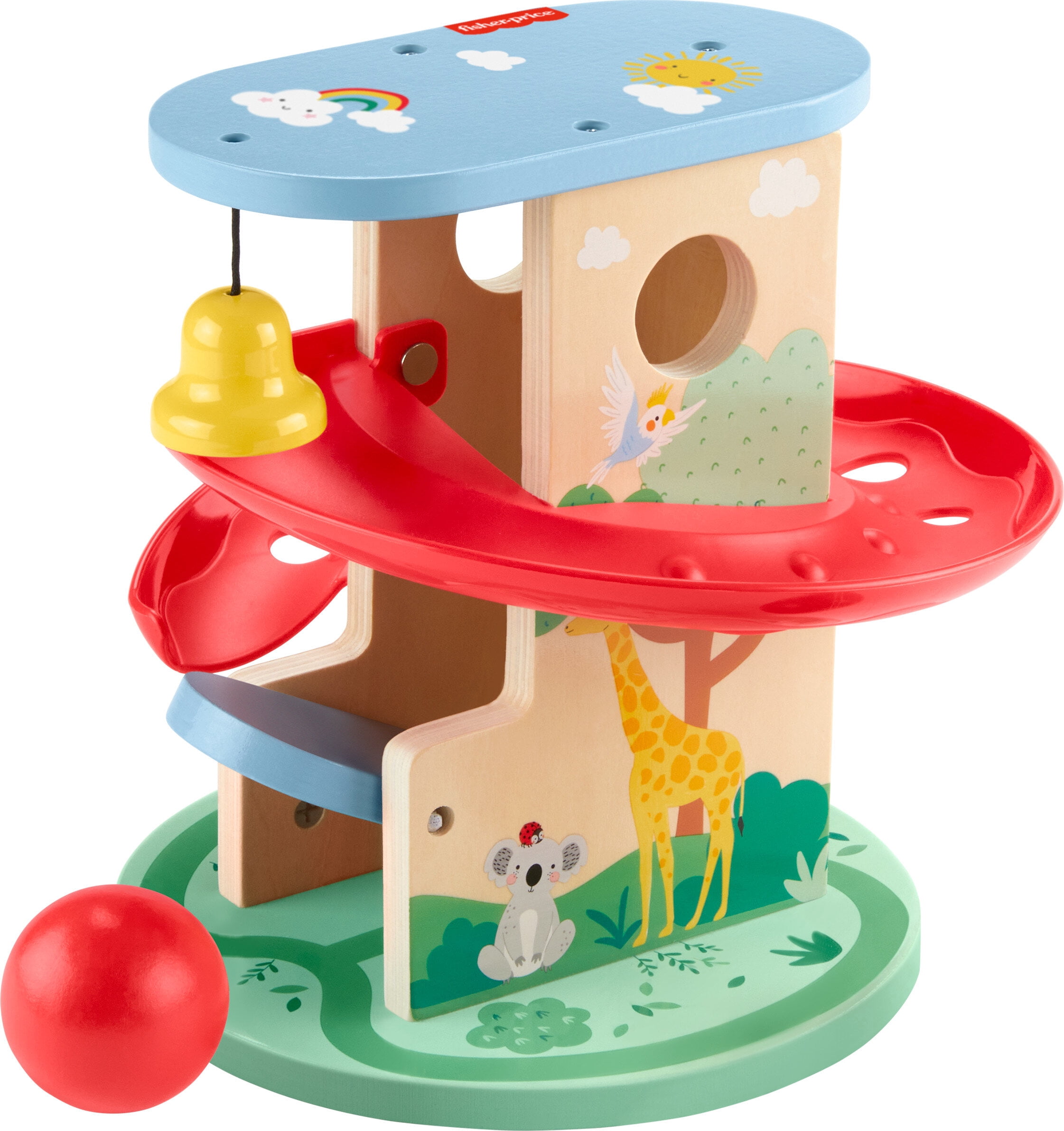 Fisher-Price Wooden Treehouse Ball Run Baby & Toddler Toy for Developmental Play, 2 Wood Pieces