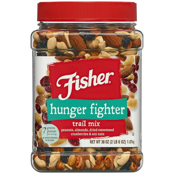 Fisher Snack HungerUMRTFighter Bulk Trail Mix, 38 oz (Pack of 1), Peanuts, Almonds, Dried Sweetened Cranberries and Soy Nuts, Snacks for Adults and Kids, Dried Fruit, Trail Mix Snacks