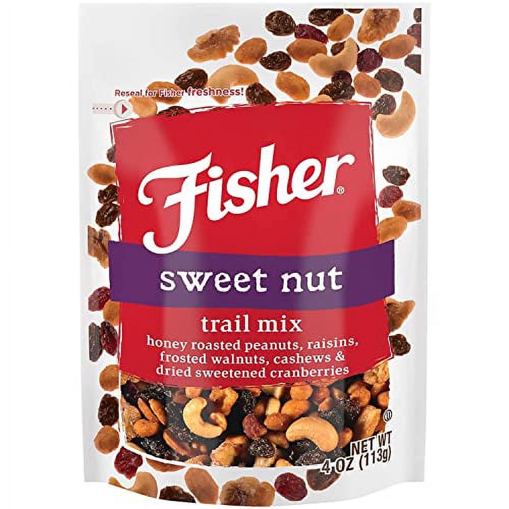 Fisher Snack Sweet Nut Trail Mix, Honey Roasted Peanuts, Raisins