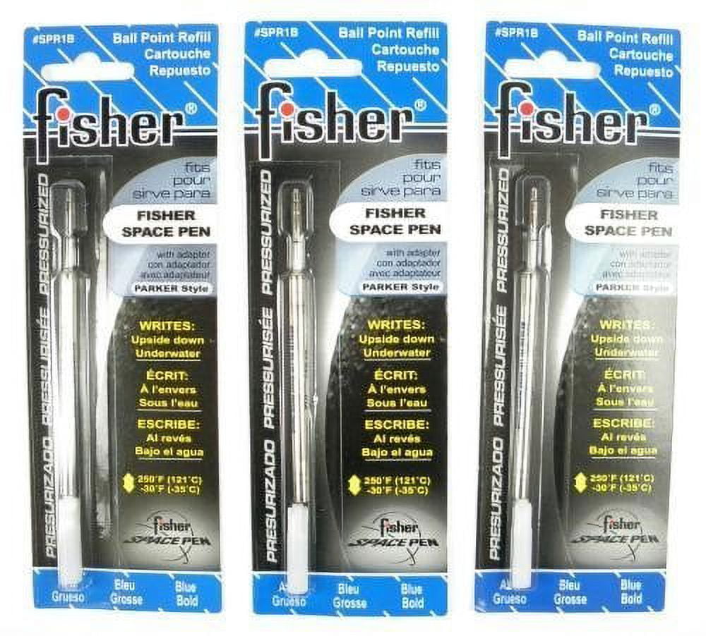 Fisher Space Pen - 3 Pressurized Cartridges Blue Ink Bold Point #SPR1B