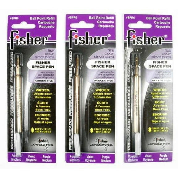 Fisher Space Pen - 3 Pressurized Cartridges Purple Ink Medium Point #SPR6