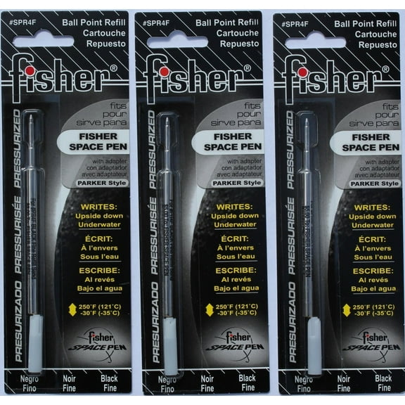 Fisher Space Pen SPR4F Space Pen Ink Fine Point Refill, Black, 3 Pack