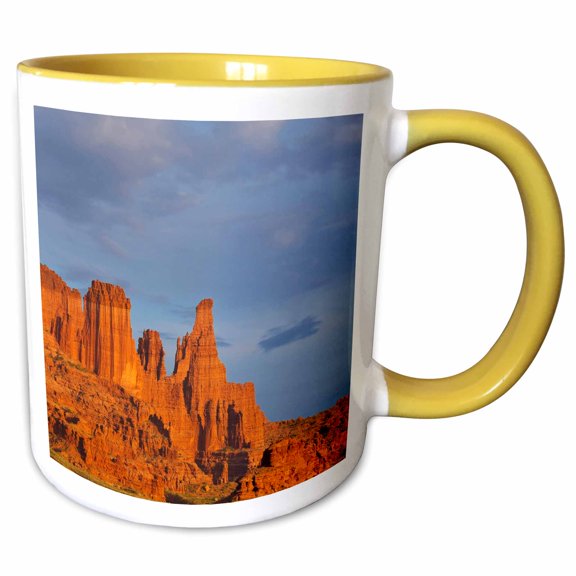 3drose, Fisher Towers in Evening Light Near Moab, Utah, Usa - Us45 Cha0294 - Chuck Haney, 11oz Two-tone Yellow Mug