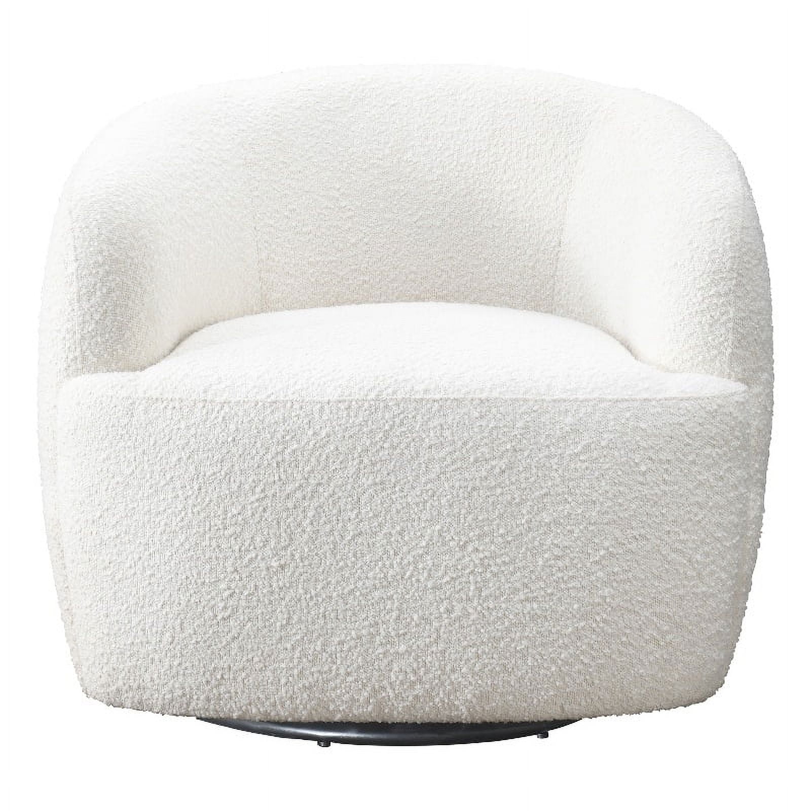 Fisher Upholstered Mid-Century Fabric Swivel Chair in White - Walmart.com