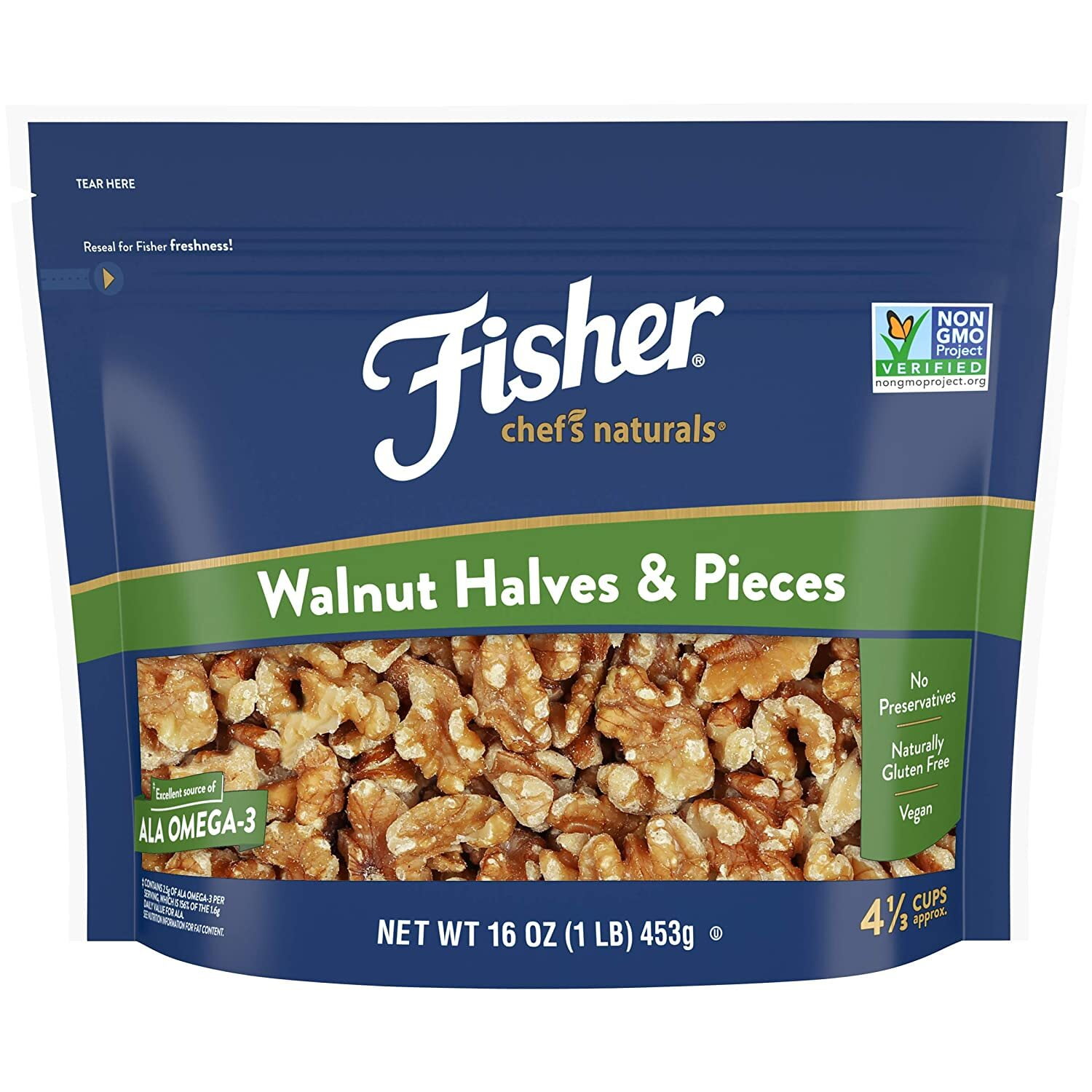 Fisher Walnut Halves and Pieces, 16 Ounces