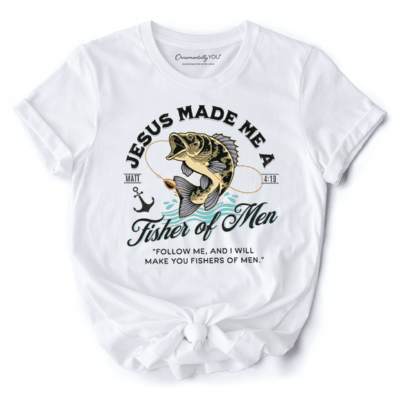 Fisher of Men Christian T-Shirt, Matthew 4:19 Bible Verse Fisherman Tee