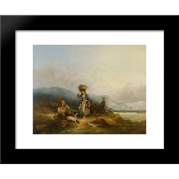 Fisherfolk and Their Catch by the Sea 20x24 Framed Art Print by William Shayer