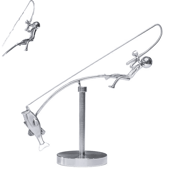 The Fisherman Balancing Sculpture, Fisherman - Kinetic Balancing Desk Toy Fishing Physics Sculptures, Kinetic Sculpture Fishing, Kinetic Fisher Man Sculptur e, Stress Relief Gift for Men&Women