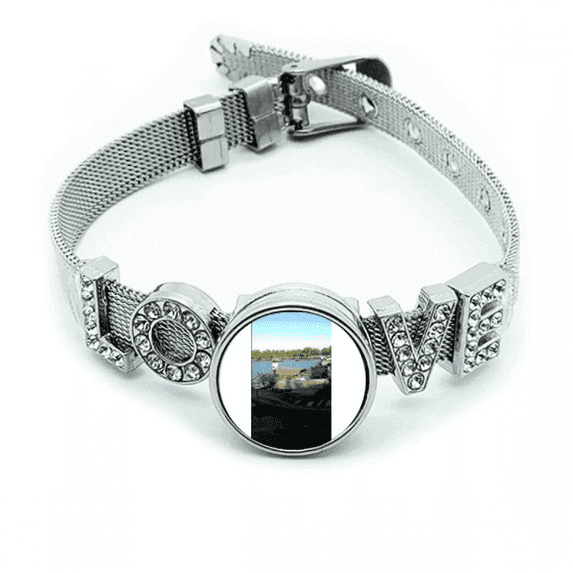 Fisherman Boat Art Deco Fashion Bracelet Wristband Crystal Love Adjustable Bangle