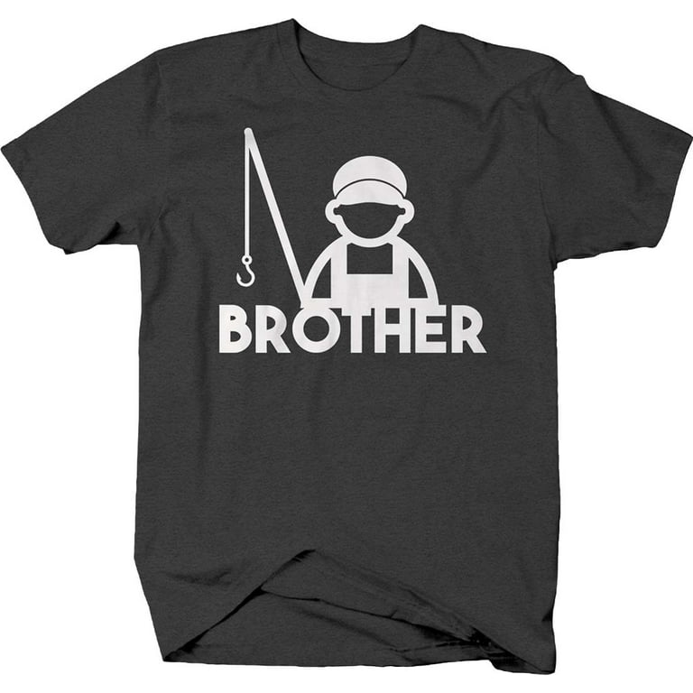 Fisherman Brother Sibling Family Fishing Fish Shirts for Men Large Dark Gray