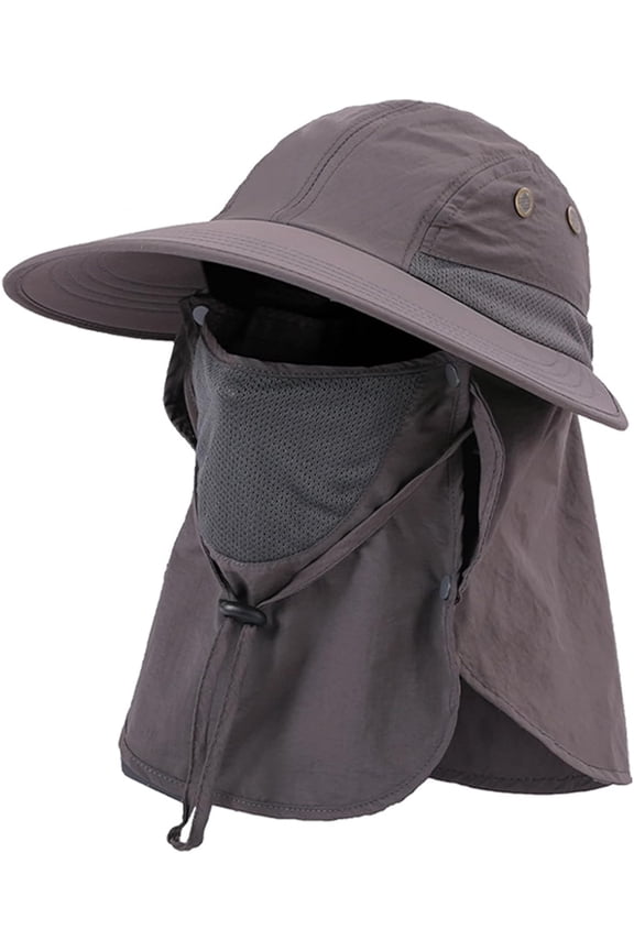 Fisherman Bucket Hats Wide Brim Sun Hat UPF 50+ with Face Cover & Neck Flap, Ponytail Design for Women Men