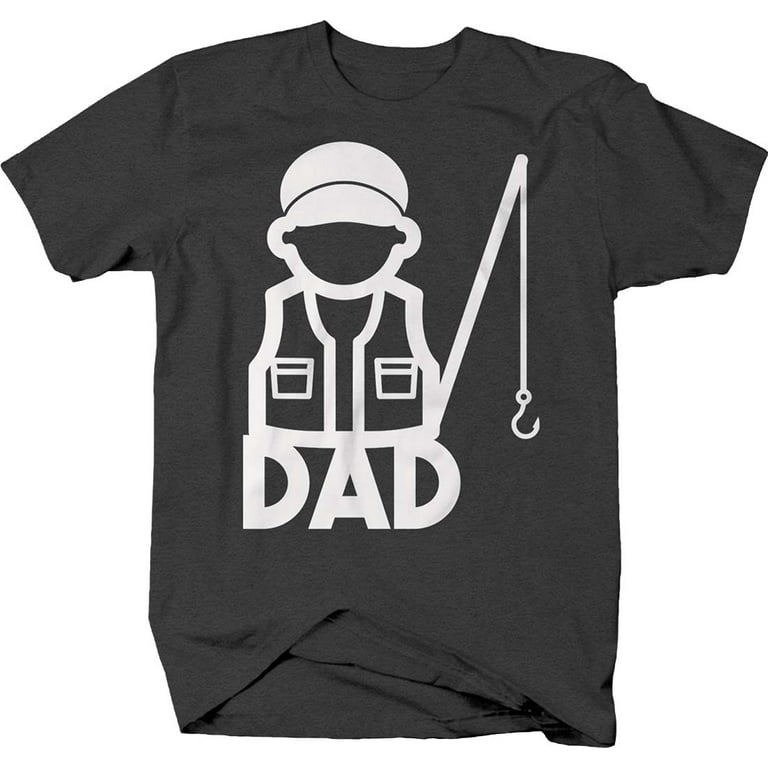 Fisherman Dad Family Father Fishing Fish Shirts for Men Large Dark Gray