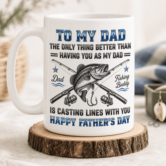 Fisherman Dad Mug Personalized Father's Day Gift from Son or Daughter Fishing Buddy