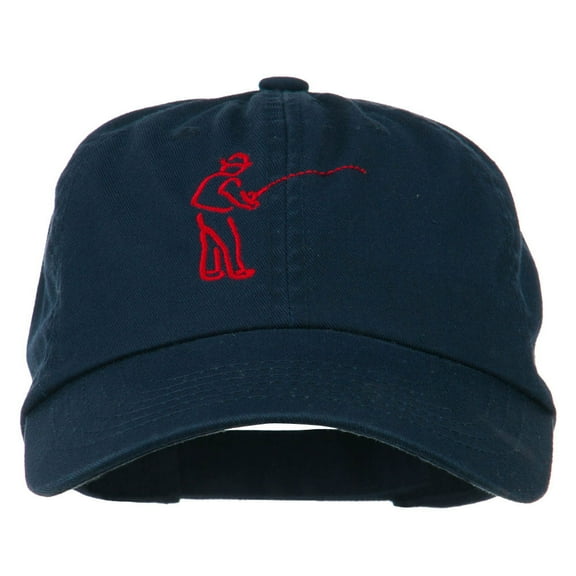 Fisherman Embroidered Pet Spun Washed Cap - Navy OSFM