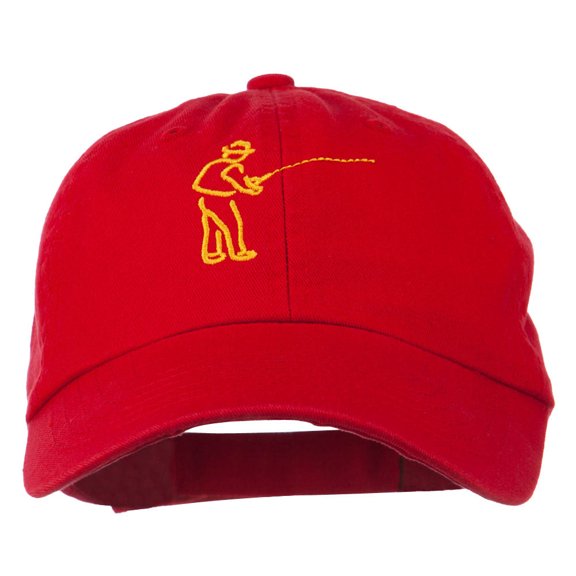 Fisherman Embroidered Pet Spun Washed Cap - Red OSFM