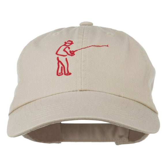 Fisherman Embroidered Pet Spun Washed Cap - Stone OSFM