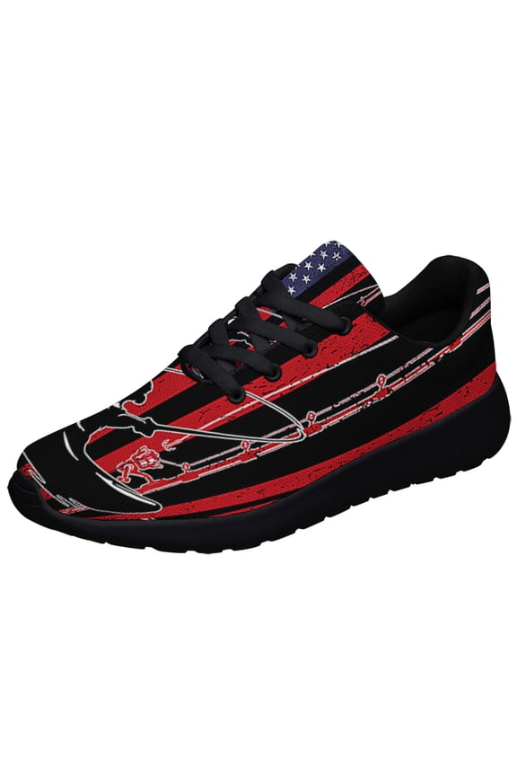 Fisherman Fishing American flag Shoes Sneakers Black Size 11.5