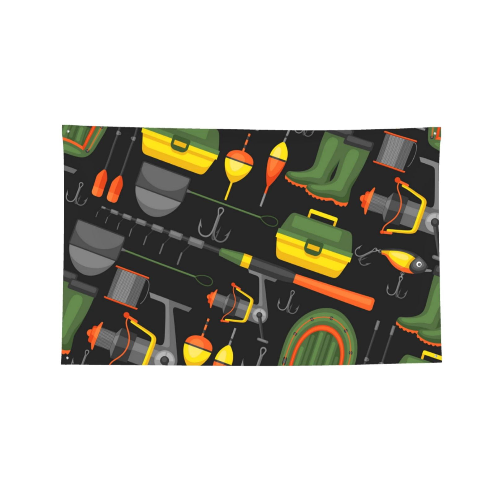 Fisherman Fishing Supplies Bait Four Hole Decorated Banner Flag for Garden Yard Home Decoration Indoor Outdoor 4x6 Ft