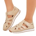 thumbnail image 1 of Fisherman Gladiator Sandals for Women Closed Toe Summer Walking Shoes Crooss Strap Hook and Loop Casual Nonslip Flat Shoes Beige Size 9.5, 1 of 8