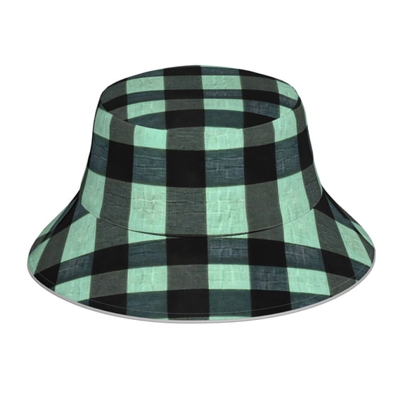 Fisherman Hat 22.8×5.9in Skin-Friendly Lightweight Breathable Folding Reflective Double Face For Daily Travel Business Camping Paleturquoise Buffalo Plaid Check Tartan Scotland_1