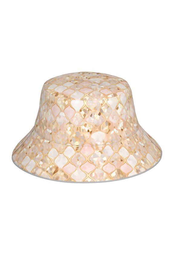Fisherman Hat 22.85.9in Skin-Friendly Lightweight Breathable Folding Reflective Double Face For Daily Travel Business Camping Rose Gold Leopard Print Animal Skin Texture_1