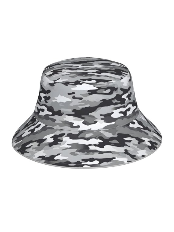 Fisherman Hat 22.85.9in Skin-Friendly Lightweight Breathable Folding Reflective Double Face For Daily Travel Business Camping Vector Camouflage Pattern Gray_1