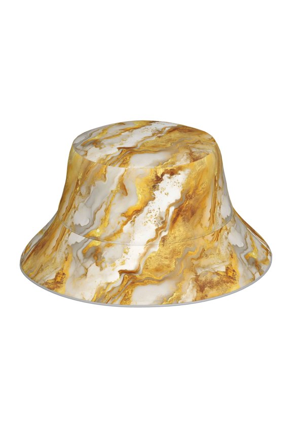 Fisherman Hat 22.85.9in Skin-Friendly Lightweight Breathable Folding Reflective Double Face For Daily Travel Business Camping Gold Marble_1