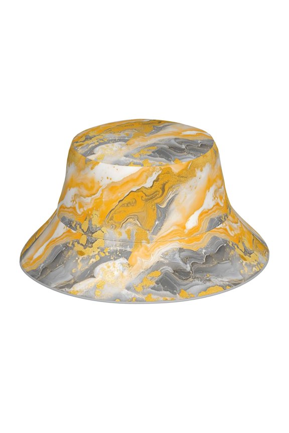 Fisherman Hat 22.85.9in Skin-Friendly Lightweight Breathable Folding Reflective Double Face For Daily Travel Business Camping Gold Marble_4
